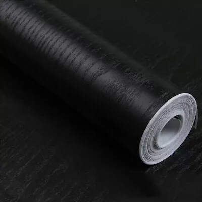 3m Black Wood Grain Wallpaper Stickers Self-Adhesive Furniture Film Vinyl Wrap • £10.99