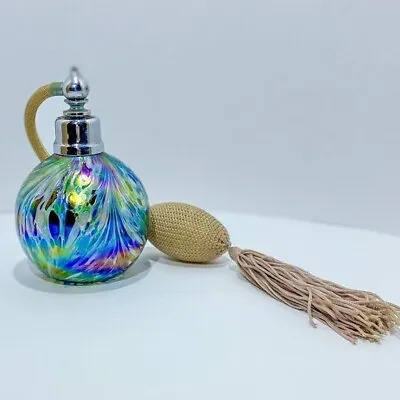 Stunning Bohemian Vintage Irice Iridescent Perfume Bottle With Atomizer • $58