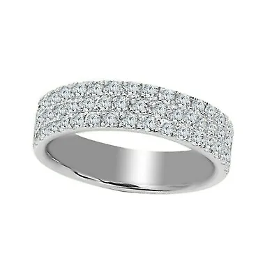 0.33 Ct Moissanite Micro Pave Band Ring In 14K White Gold Plated Sterling Silver • $89.99