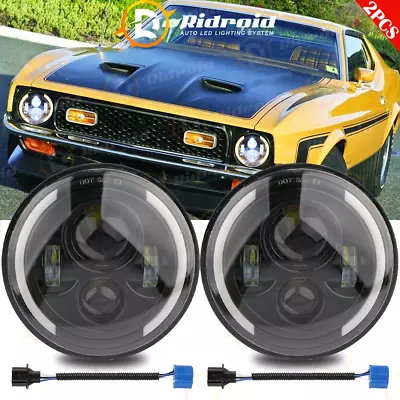 Round 7 INCH Chrome LED Headlights Turn Signal DRL For Ford Mustang F-150 F-100 • $42.99