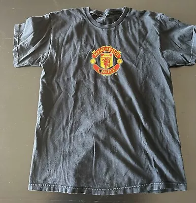 Vintage Manchester United Shirt Mens Large Black Training Soccer TShirt Size L • $15