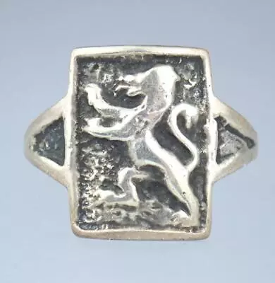 Super Vintage Art Deco Bohemian Sterling Silver Rampant Roaring Lion Ring Sz 6.5 • $24.99