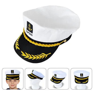  Cotton Polyester Sailor Hat Child Teens Admiral Captain Yacht • £7.45