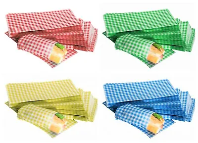 £8.99 • Buy GINGHAM Duplex Grease Proof Paper Sheets 250x375mm Food Burger Wraps ALL COLOURS