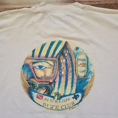 Vintage Nubian Dive Club Of Houston Tx T Shirt Sz XL White Single Stitch 90s • $13.50