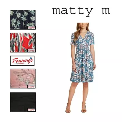Matty M Ladies' Faux Wrap Short Sleeve Dress K41 • $14.99