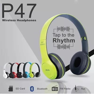 P47 Wireless Bluetooth 5.1 Headphones Over-Ear Noise Cancelling All Devices UK • £6.99