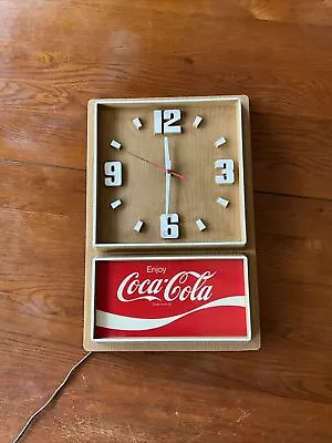 Vintage Coca-Cola Coke Fake Wood Plastic 1970s Electric Clock 18  Works • $24.99