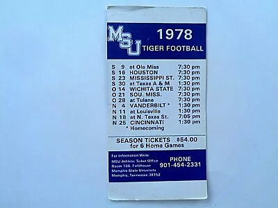 1978 Memphis State University Football Schedule L&M Cigarettes • $4.75