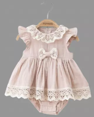 Baby Girls Woven Dress With Frill With Interlocking Knickers • £16.99