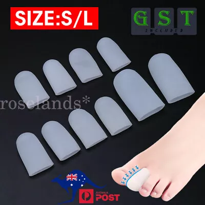 $7.07 • Buy 10x Silicone Toe Sleeve Gel Toe Cap Cover Protector Finger Tube Corn Pain Relief