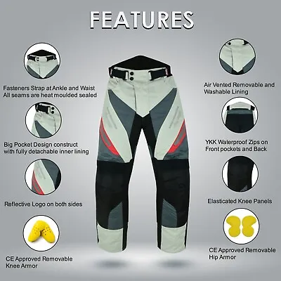 Motorbike Motorcycle Waterproof Cordura Textile Armours Pants Trousers Green Red • £49.99