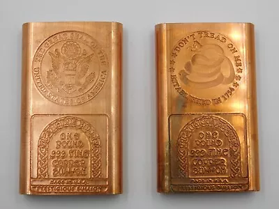 2x Prestigious Metals One Pound Copper  Chubby  Art Bars .999 • $29.99
