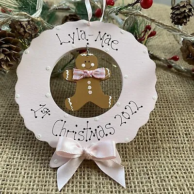 Personalised Babys's First 1st Christmas Tree Bauble Gingerbread Decor Gift • £8.99