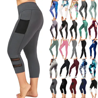 Women Gym Fitness Leggings Ladies Sports High Waist Yoga Pants Stretch Trousers • £6.69