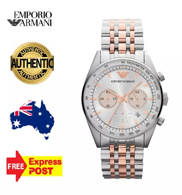 New Emporio Armani Sportivo Ar5999 Silver/rose Gold Mens Chronograph Watch • $249.99