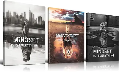 LANIFANT 3 Piece Mindset Is Everything Wall Art Inspirational Wall Art Positive  • $99.34