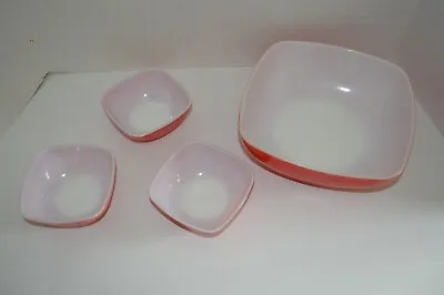$39.98 • Buy Vintage 4 Pc. Pyrex Square Red Lg. Chip Bowl W/ 3 Matching Smaller Dip Dishes