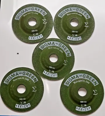 Sigma Green Part # 730000 Grinding Wheel4-1/2 X 7/8 36 Grit PACK OF 5 • $38.75