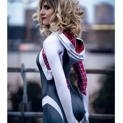 Spider Gwen Stacy Costume Spider-Gwen Jumpsuit Cosplay Fancy Birthday Club Dress • £29.99