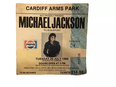 Vintage Concert Ticket - Michael Jackson Bad Cardiff Arms Park - 26th July 1988 • £45