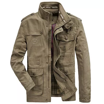 Military Jacket Men Cotton Outdoor Multi-pocket Mens Jackets Casual Coat Male • $95.34