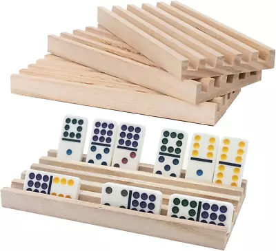 Wooden Domino Trays/Racks Set Of 4 Mexican Train Domino Trays/Racks Holders Rumm • $14.13