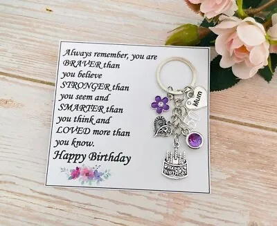 £4.99 • Buy Personalised HAPPY BIRTHDAY Gifts Charm Keyring 16th 18th 21st 40th Gift For Her