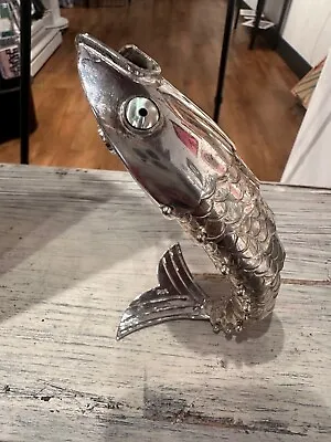 Vintage Alpaca Mexico  Silver Articulated Fish Bottle Opener Abalone Eye • $50