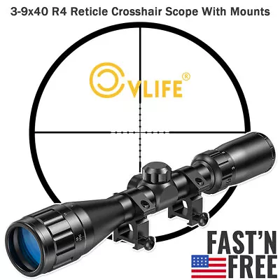 3-9X40 AO Optical Rifle Scope Mil Dot R4 Reticle Crosshair Scope With Free Mount • $43.99