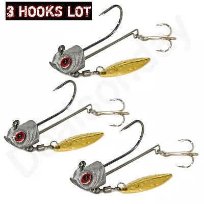 Set Of 3 Jig Head Hooks 15/10/7g Mega Bass Rig Crappie Lures Saltwater  35 • $10.95