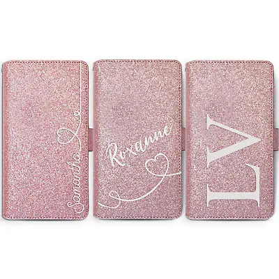 £14.99 • Buy Personalised Initial PU Leather Phone Case Pink Glitter Cover For Apple Iphone