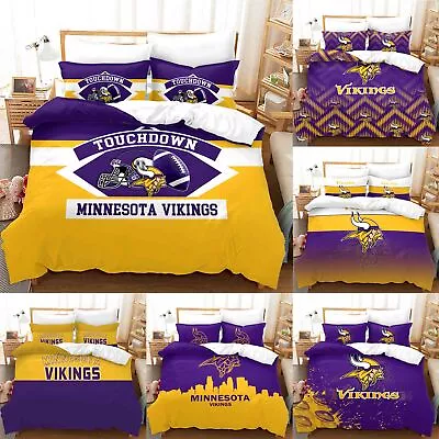 Minnesota Vikings Duvet Cover Comforter Quilt Cover&Pillowcases 3pcs Bedding Set • $58.89