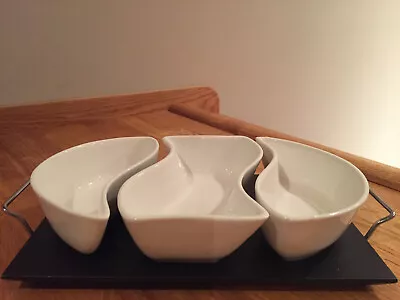 Verdici Design 4 Pc Italian Porcelain Dip Relish Sauce Set W/ Serving Tray  NWOB • $23.45