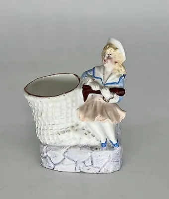 Vintage German Bisque Sailor Girl Match Holder And Striker  • $42.99