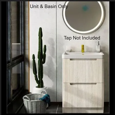 Bathroom Vanity Unit Fluted Furniture Suite Back To Wall WC Toilet Basin Sink • £359