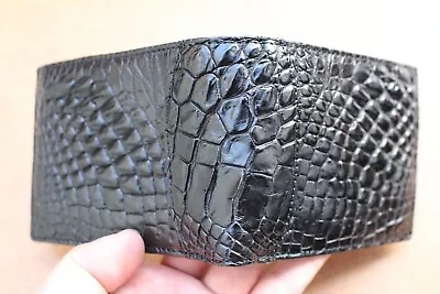 Genuine CROCODILE ALLIGATOR Skin Leather Money Clip Wallet For Men Black • $34