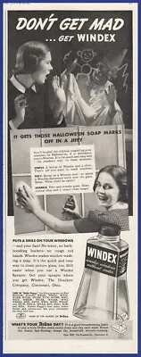 Vintage 1937 WINDEX Glass Mirror Cleaner Halloween Ephemera 1930's Print Ad • $9.71