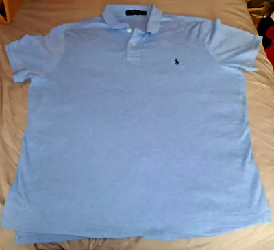 Ralph Lauren Polo Sport Mens Polo Shirt Size XXL Light Blue With Navy Horse • £29.99
