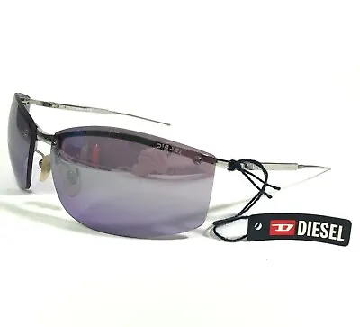 $74.99 • Buy Diesel Sunglasses Jumbo Jet 0101Z Silver Metal Square Frames With Purple Lenses
