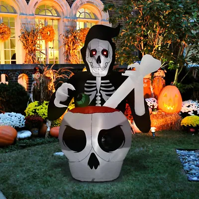 5FT Halloween Inflatable Cauldron Ghost LED Blow Up Garden Outdoor Decoration UK • £28.95