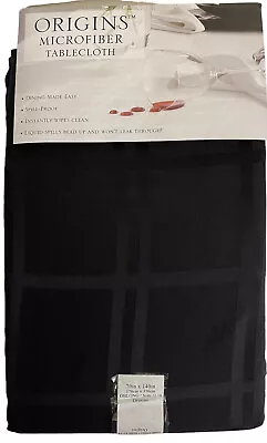 Origins Easy Care Microfiber Tablecloth 70 X 140 Oblong Black Seats 12-14 • $24.90