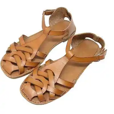 $26.26 • Buy Zara Womens Leather Strappy Fisherman Round Toe Sandals Size US 6 Brown