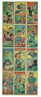 Mickey Mouse Popeye Norakuro  MENKO  Vintage Card 1940's Uncut Sheet  Japan • $74.99