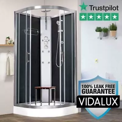 Shower Cabin Enclosure Vidalux Pure Black 1000 X 1000 Freestanding Leak Free • £729