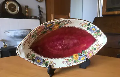 MALING LUSTRE WARE  PEONY ROSE  ELLIPTICAL VINTAGE BOWL 26cmWIDE • £15.99