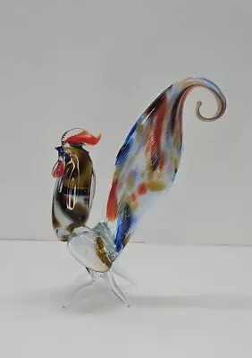 Beautiful Vintage Murano Art Hand Blown Glass Rooster Figurine 7” • $38