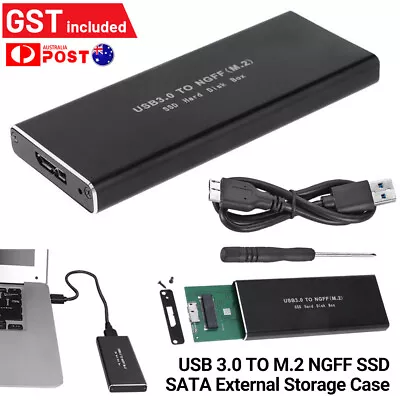 USB 3.0 TO M.2 NGFF SSD SATA External Enclosure Storage Case Adapter Aluminium • $11.92