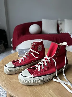 Vintage CONVERSE ALL STAR Hi Top Red Canvas Size 10.5 Made In USA • $185