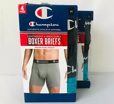 Champion LIGHTWEIGHT & BREATHABLE BOXER BRIEFS Underwear 4-Pack Moisture Wicking • $27.90